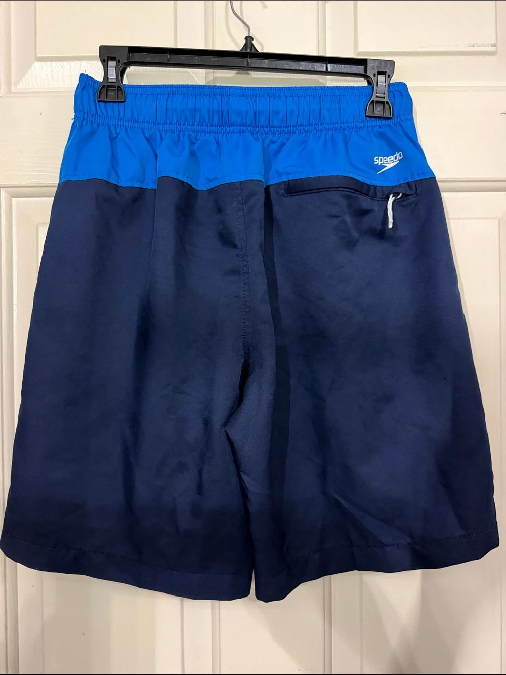 Speedo Men's Navy Swim Shorts with Bright Blue Waistband S